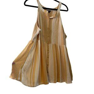 Torrid Women's Baby Doll Ruched High Neckline Striped Yellow Blouse Size 3x